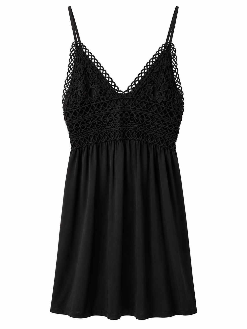 Black Lace Spaghetti Strap Dress